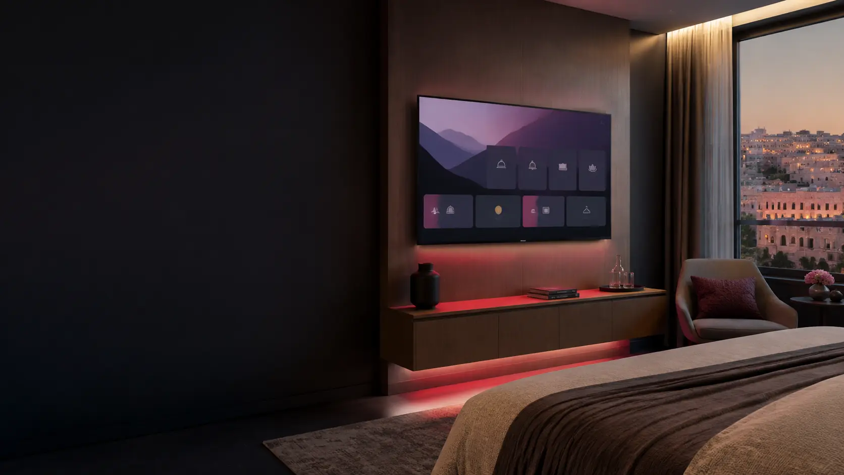 LIKENET HOTEL TV in a modern hotel room