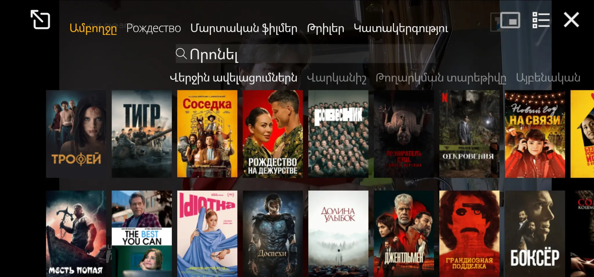 LIKENET TV online cinema interface