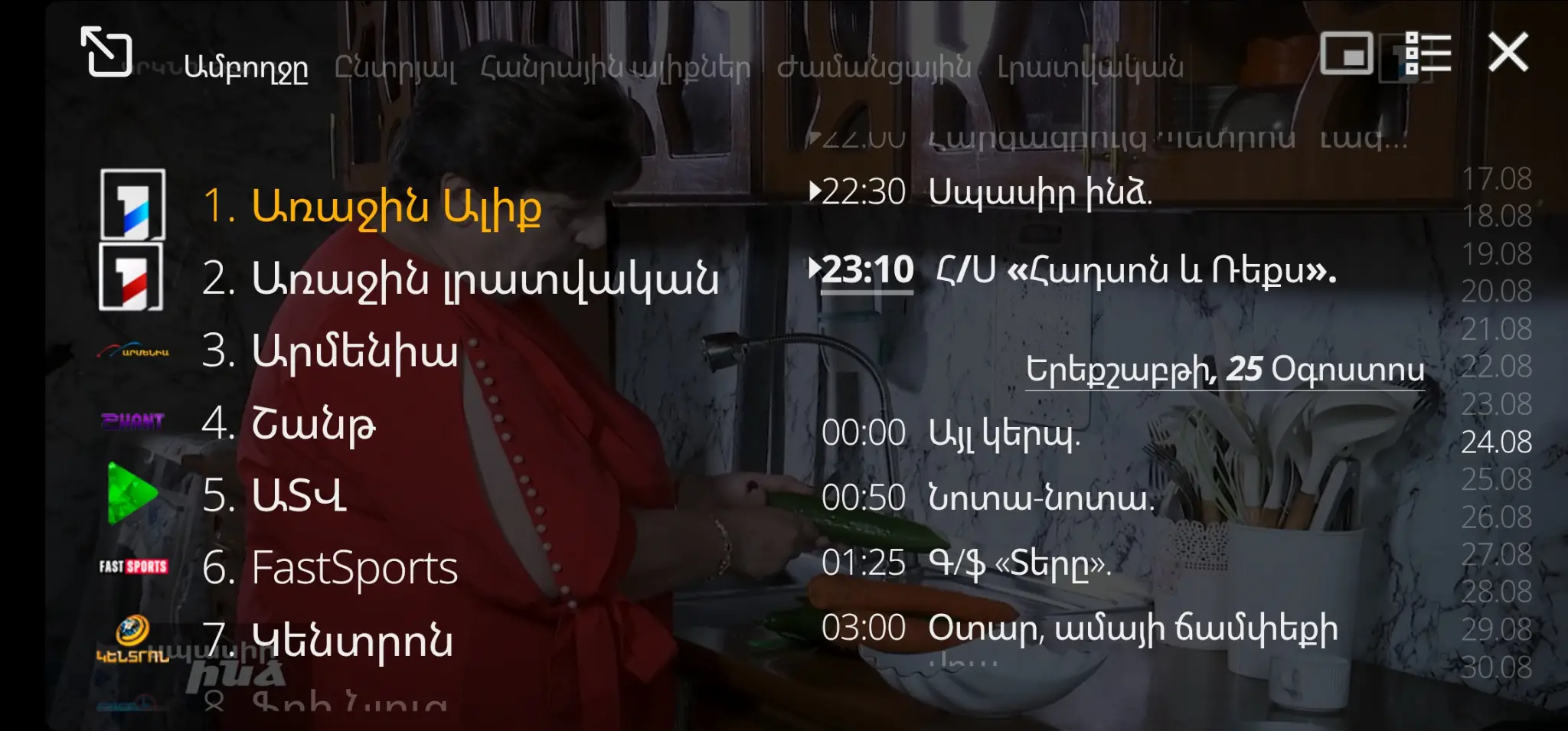LIKENET TV live channels and EPG interface