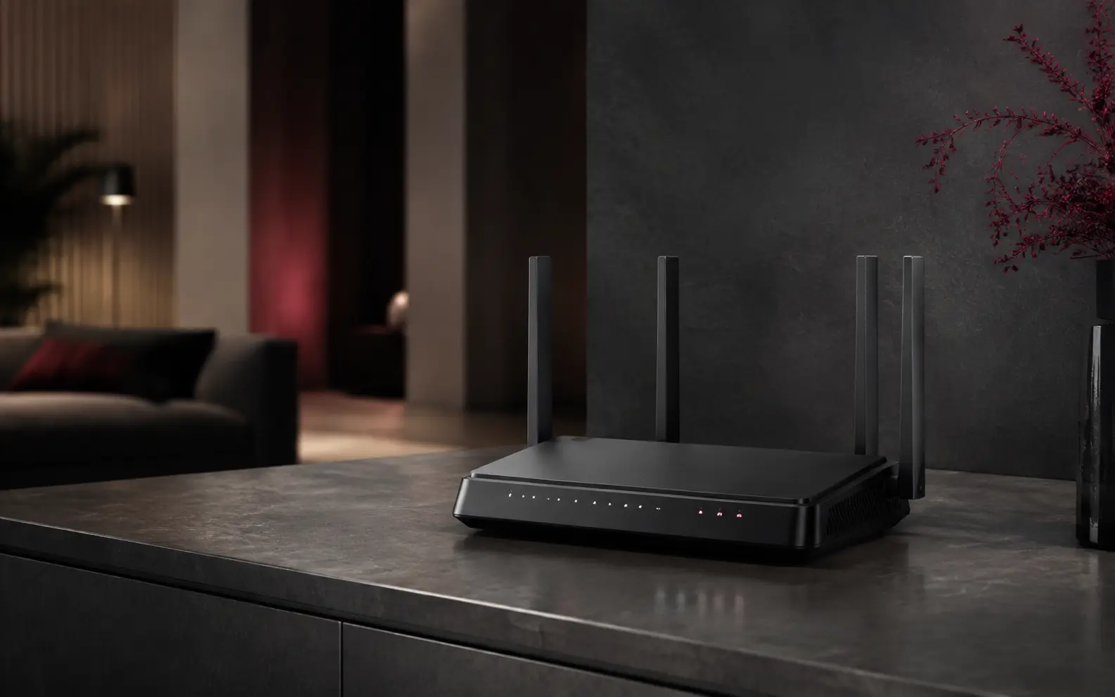 Modern Wi‑Fi 6 router in a LIKENET home